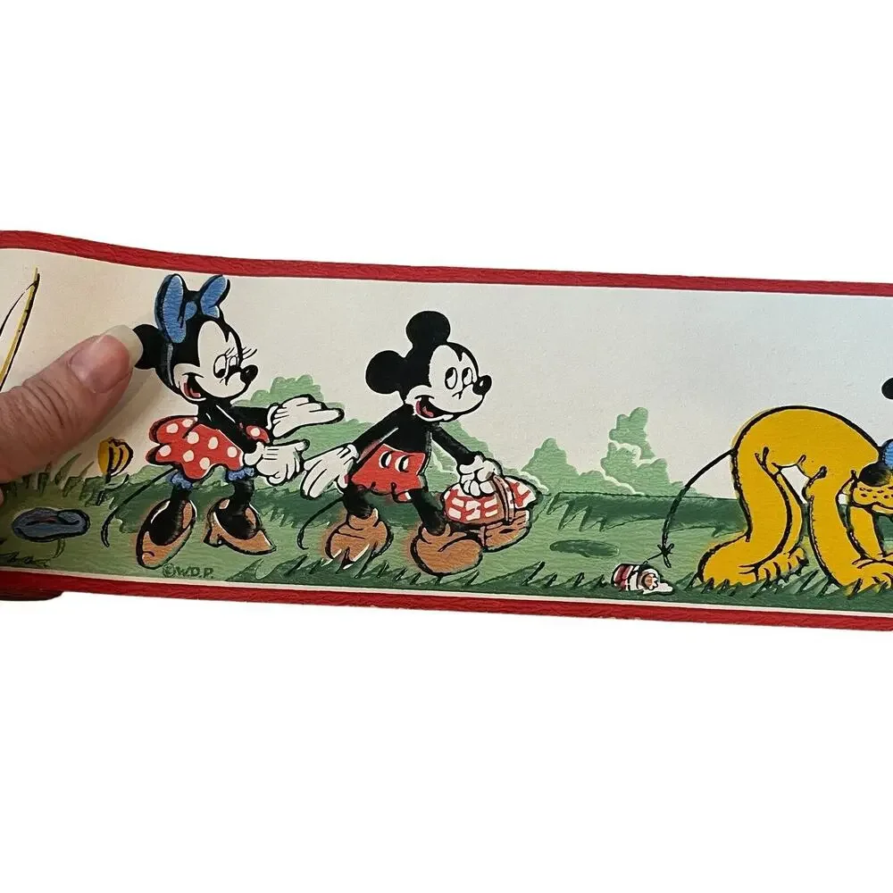 2 Vintage Walt Disney Border Trimz Wallpaper 12ft Each Mickey Mouse Pluto Donald